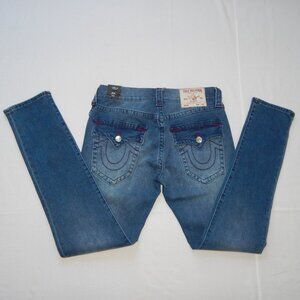 True Religion Men ROCCO SN Flap Relaxed Skinny Jean Medium Blue Wash 30x32 NWT